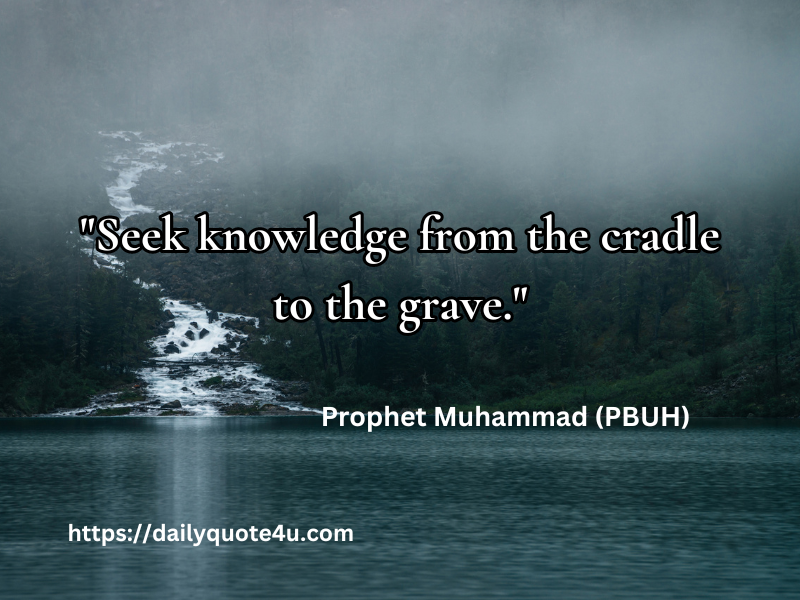 Hadith quote - "Continuous pursuit of knowledge is a lifelong journey." - Prophet Muhammad